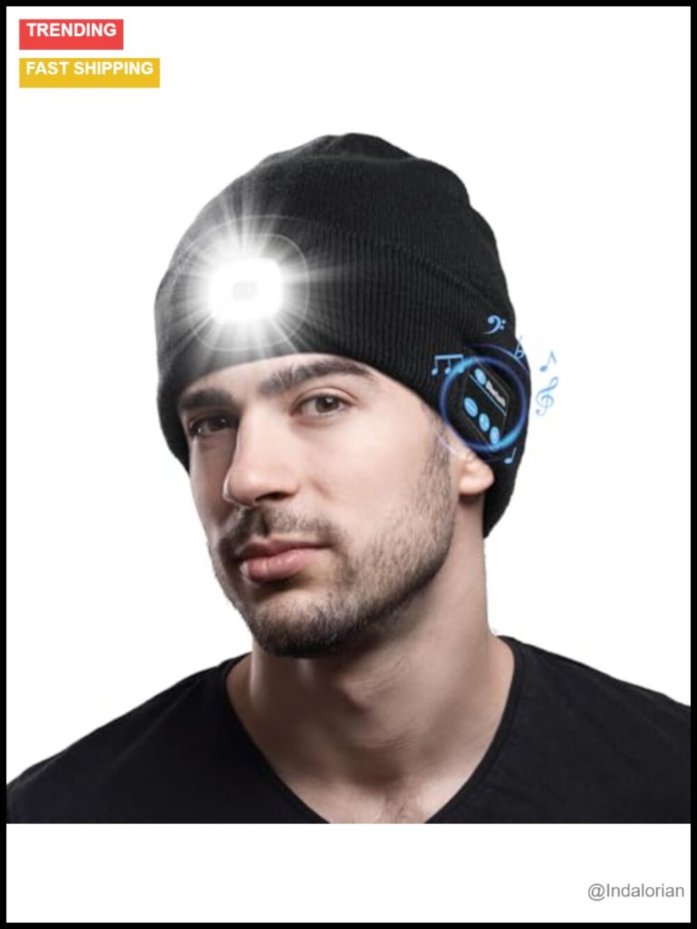 Bluetooth Beanie with Light Wireless Headphones Hat Acrylic Skull Cap